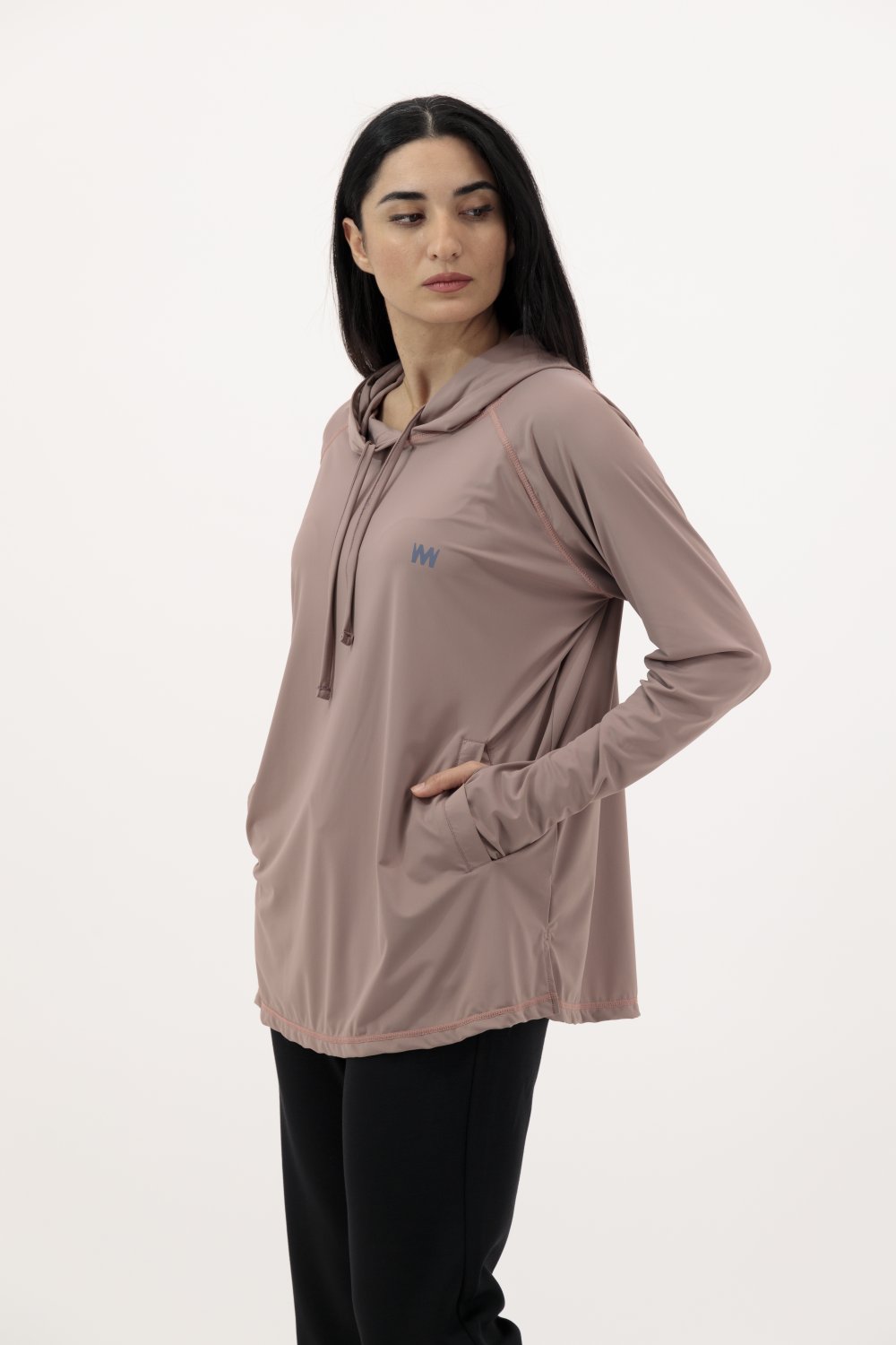 هودي واسع فضفاض بلون القهوة لاتيه