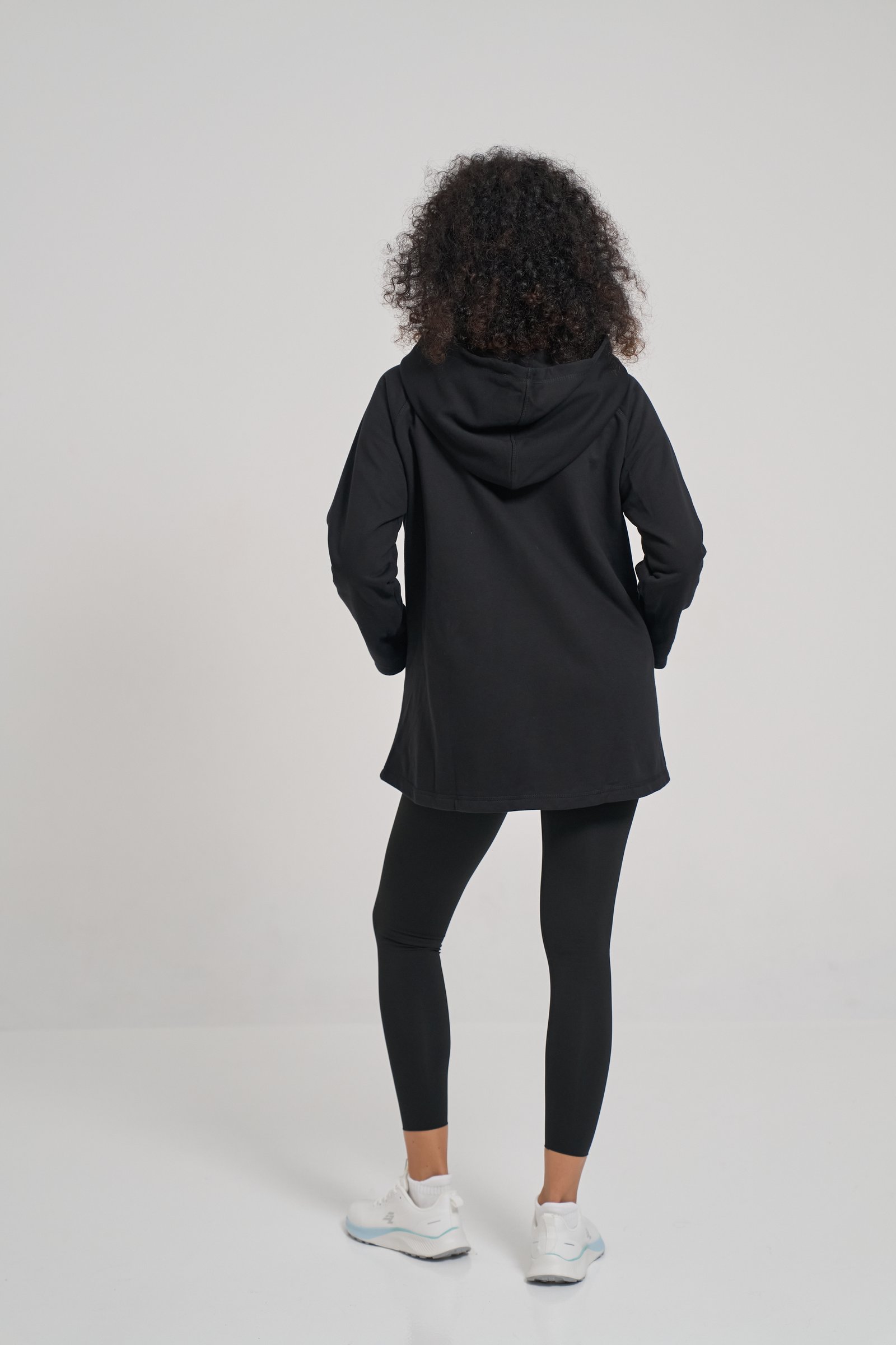 Black Terry Cotton Hooded Jacket 